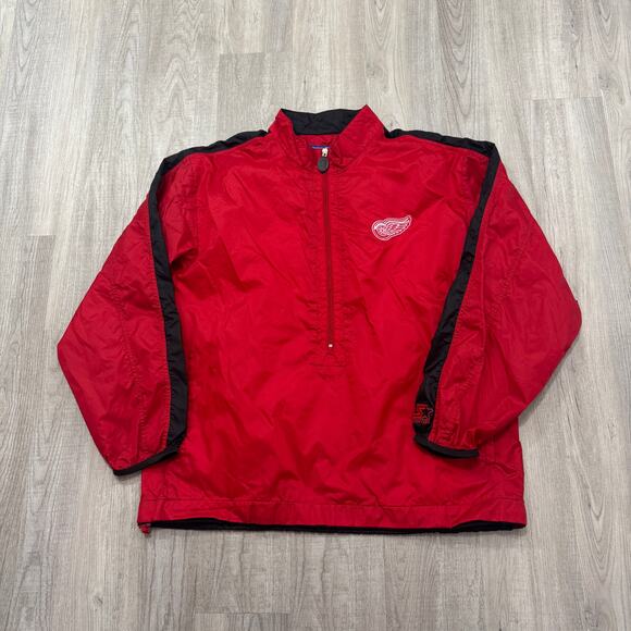 Vintage Starter Detroit Red Wings Windbreaker Men's Large Red Jacket 90s Hockey - Picture 1 of 10